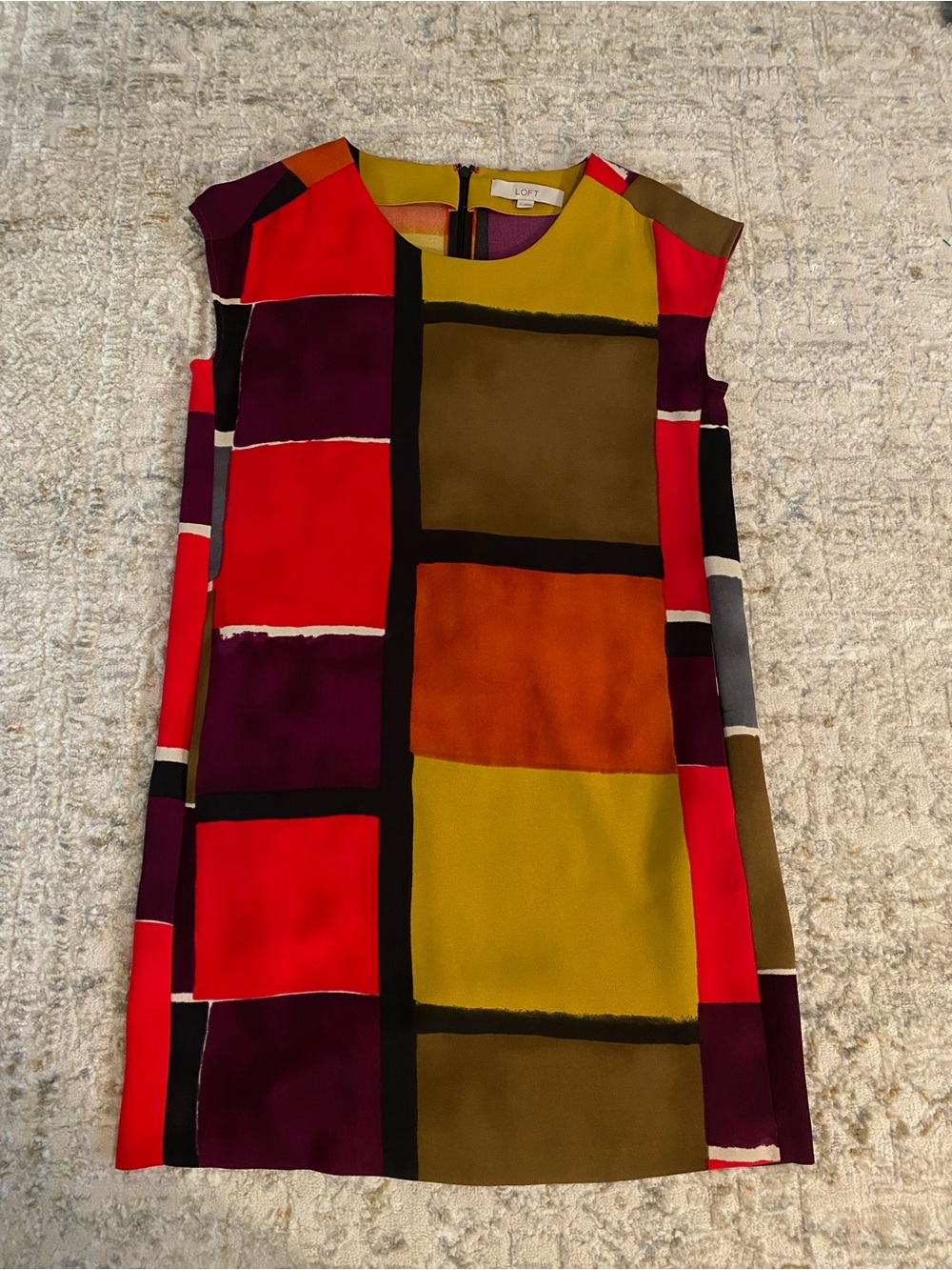 Mod Style Color Blocked Shift Dress With Pockets Loft Size 2 Great Fall Colors